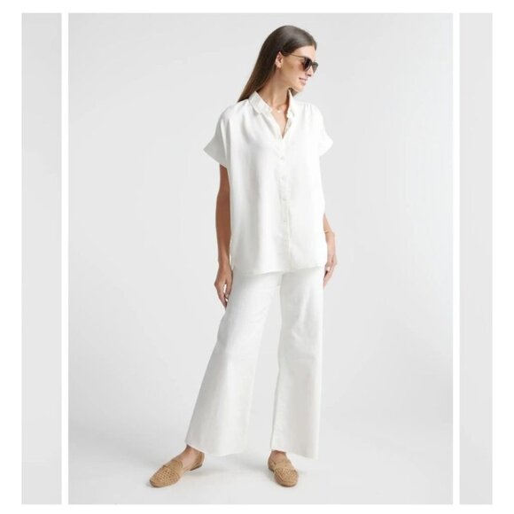 Quince Vintage Wash Tencel Camp Shirt Medium White NWT - Picture 16 of 16